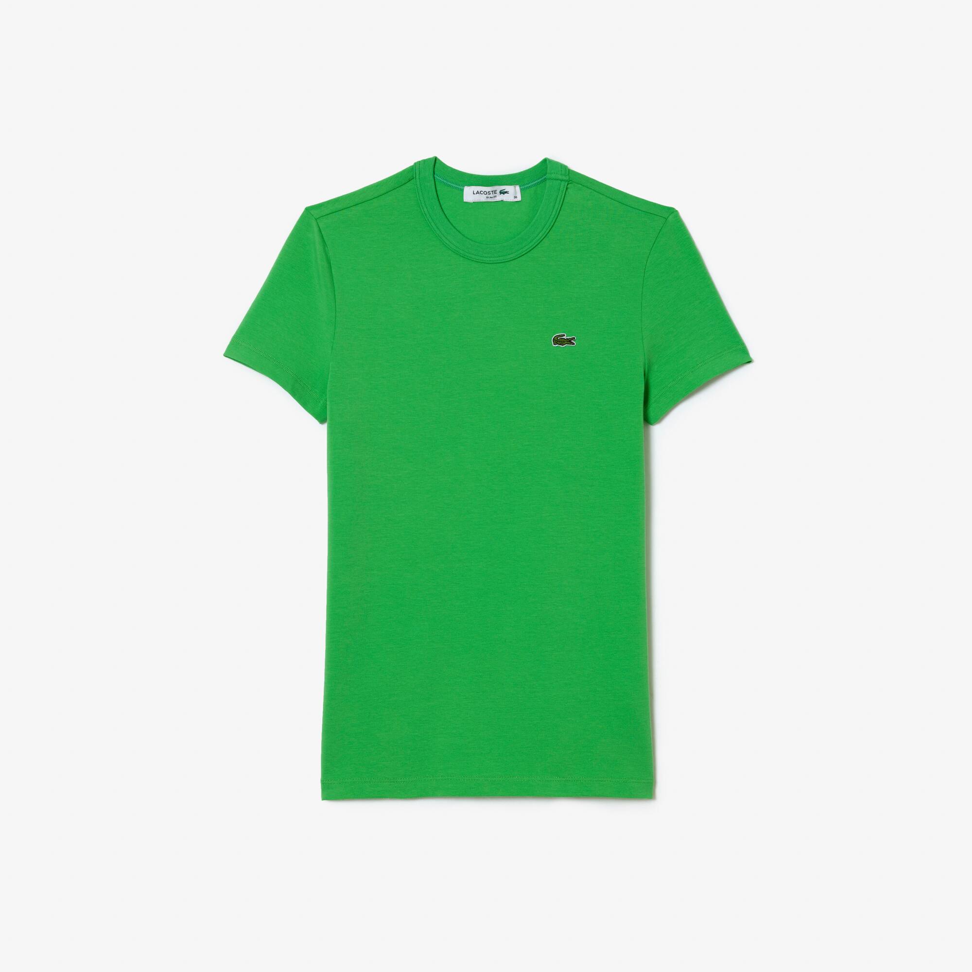 T-shirt slim fit en jersey stretch extensible T-Shirts - Vert - Lacoste - Femme