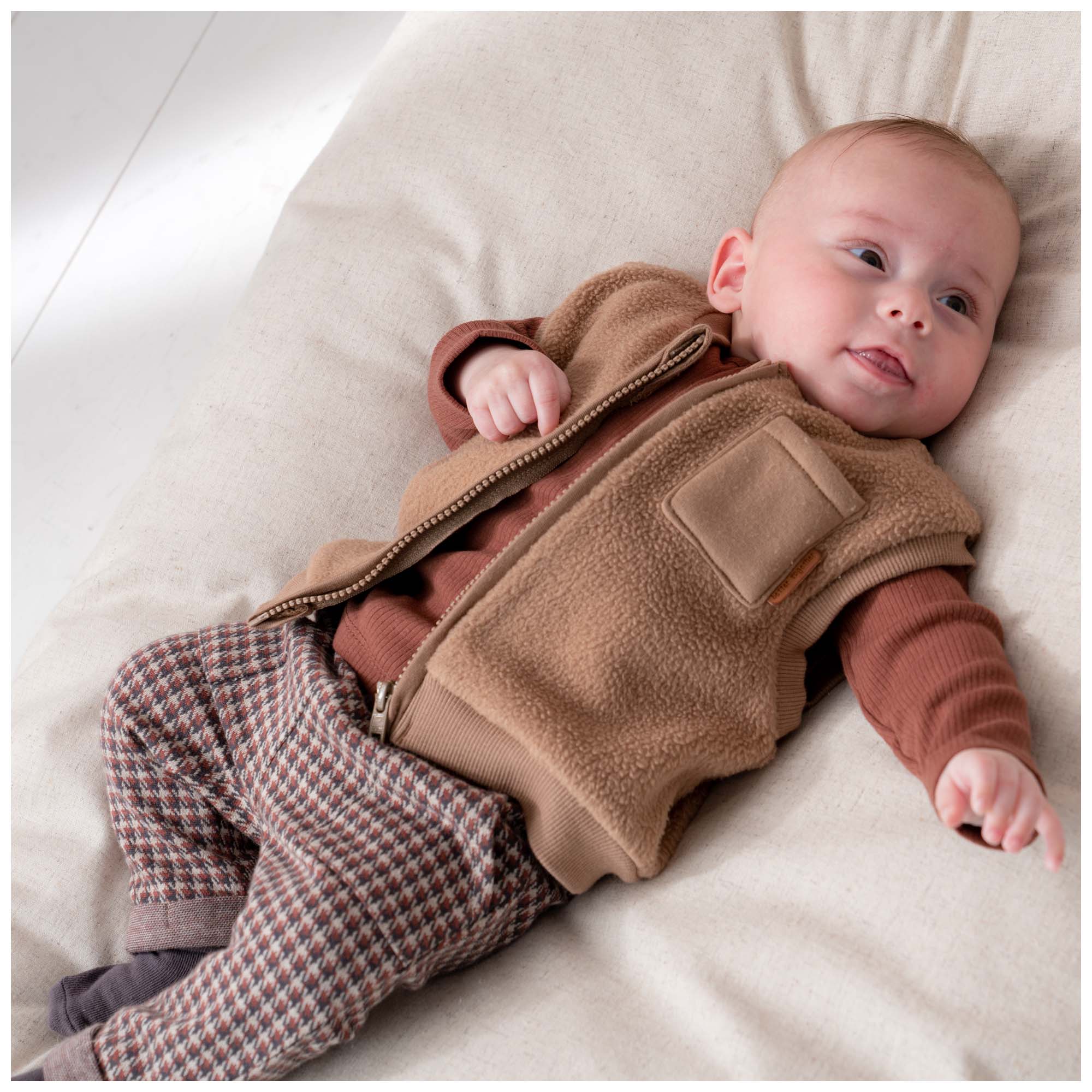 Prénatal baby shirt lange mouwen effen bruin