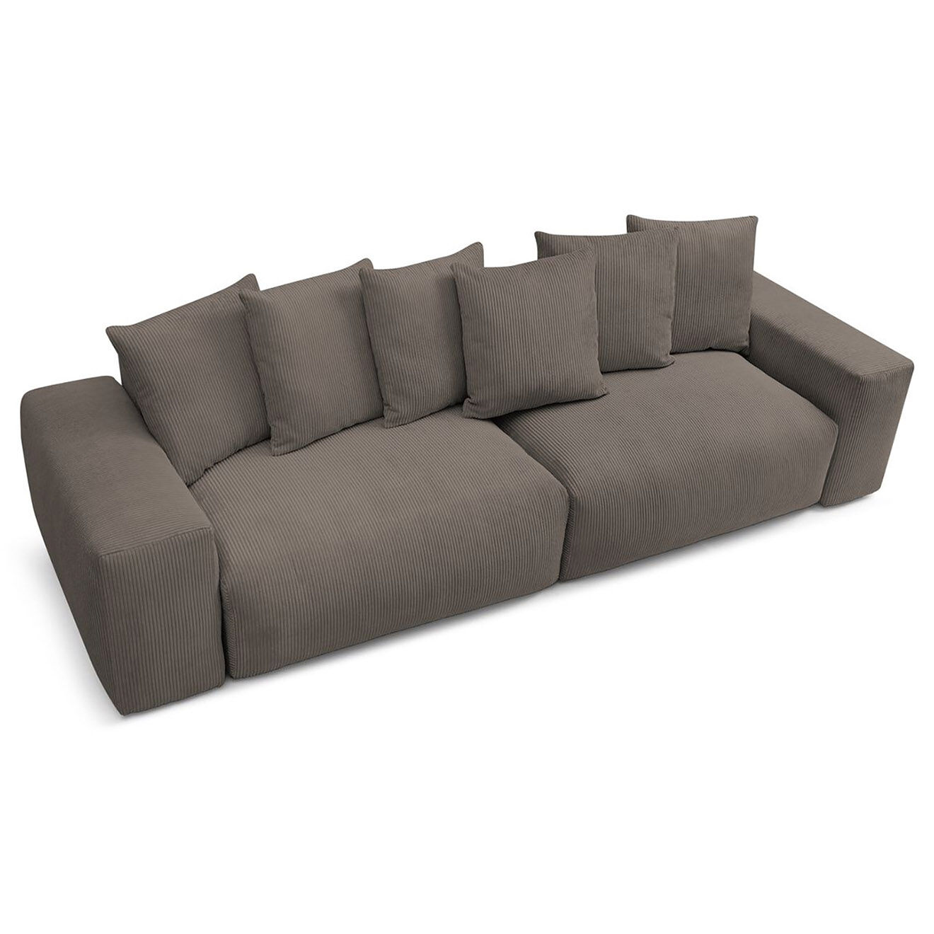 Bobochic Canapé 4 places moelleux voltaire velours côtelé taupe - 320x124x75 cm