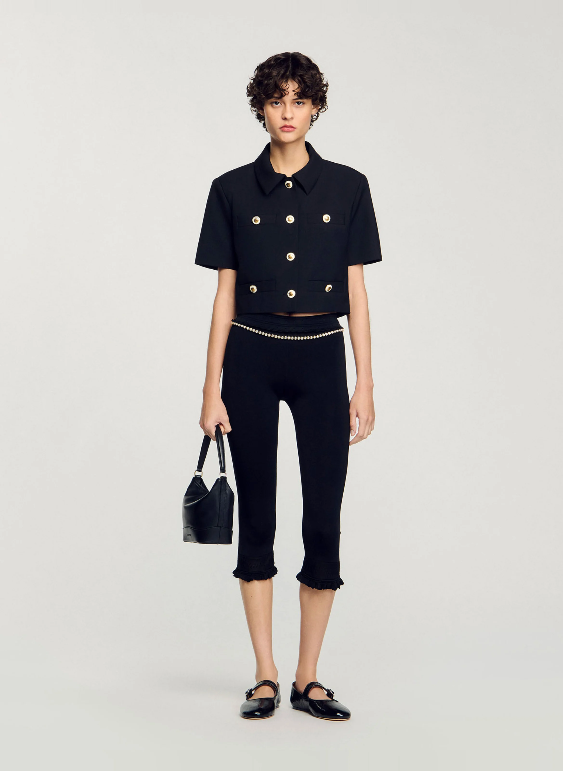 Top droit col classique| Noir