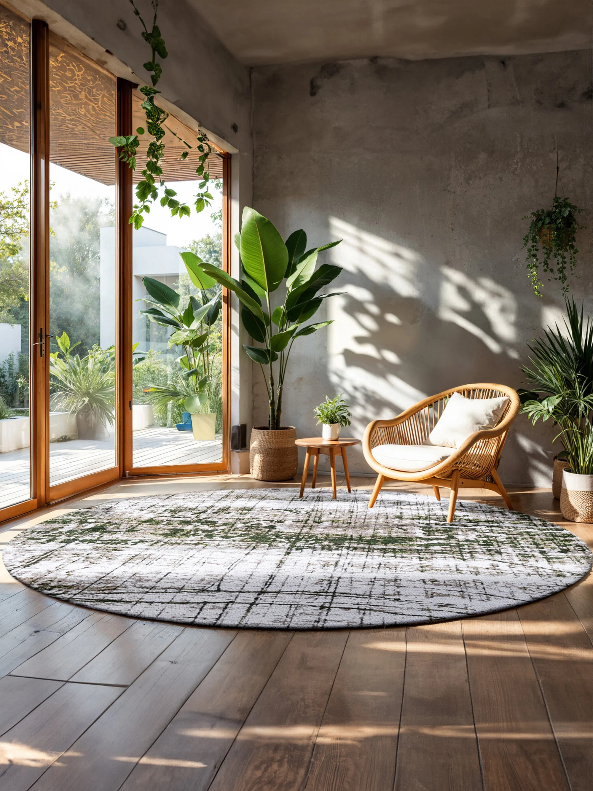 Wasbaar rond jacquard indoor & outdoor vloerkleed Griff