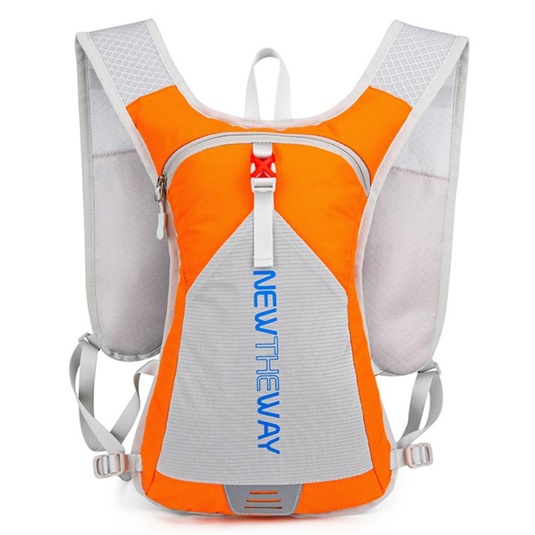 (40x25cm) 10L Ultraleichter Sport Rucksack Faltbare Outdoor Backpack Weste mit Aufbewahrungstasche   Öffnung für Trinksystem - Orange / Grau