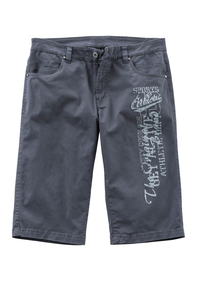 John Devin Bermudas »aus elastischer Baumwollmischung«  mit grossem Druck auf dem Bein, 3/4 Shorts