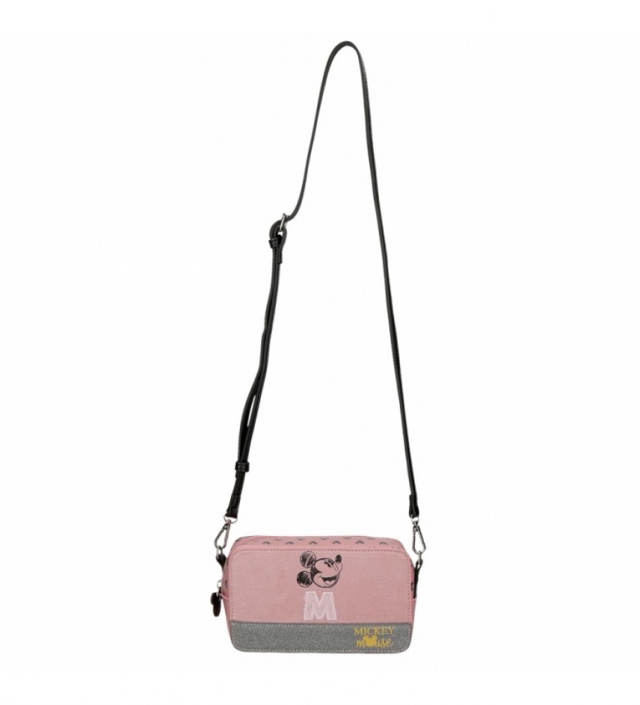 Bolsa de ombro pequena rosa do Mickey Blogueiro da Disney - 19,5 x 11,5 x 7,5 cm -