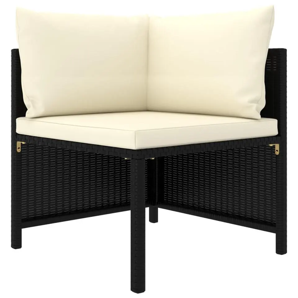 vidaXL - Tuinset - Zwart - Poly rattan - 5 stuks - Met kussens