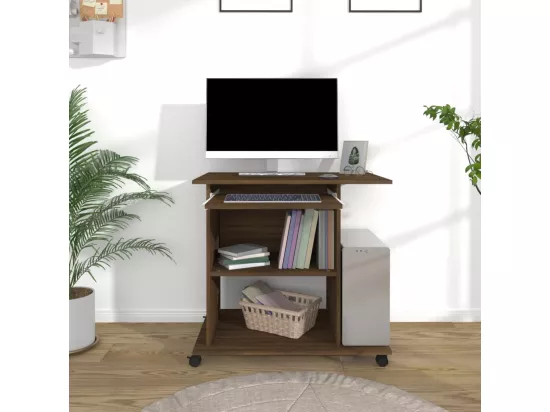 Bureau d'ordinateur Chêne marron 80x50x75 cm Bois d'ingénierie