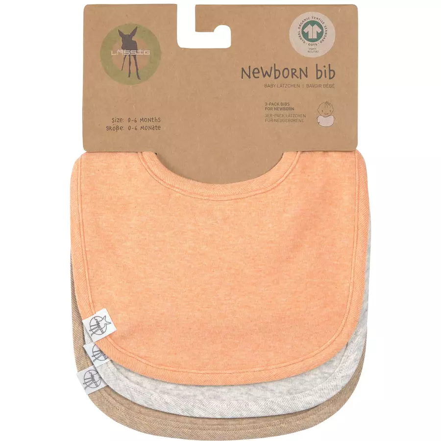 Lässig Lätzchen für Neugeborene 3er Set Apricot hellgrau beige