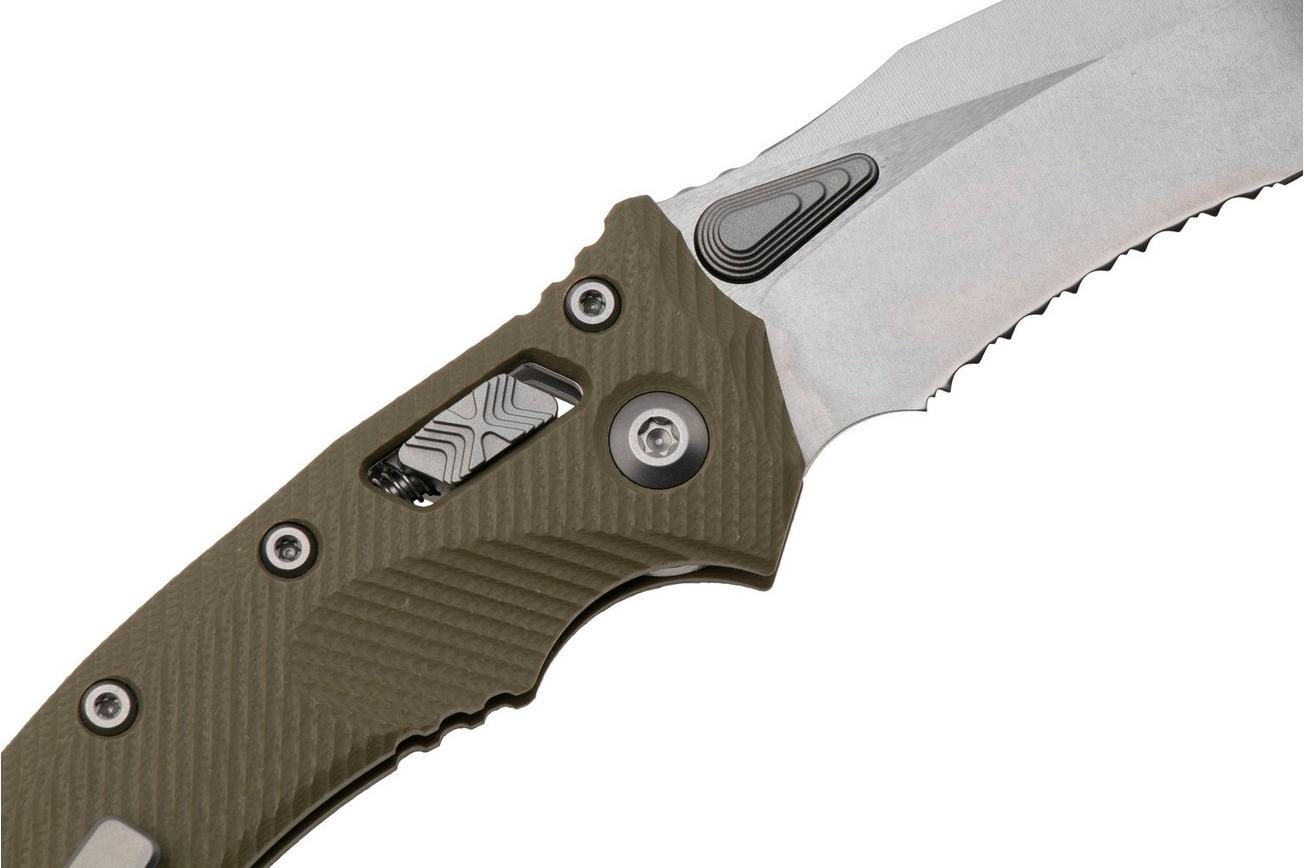 Microtech Amphibian 137RL-11FLGTOD, Stonewashed M390MK, Fluted Olive Drab G10, partly serrated zakmes