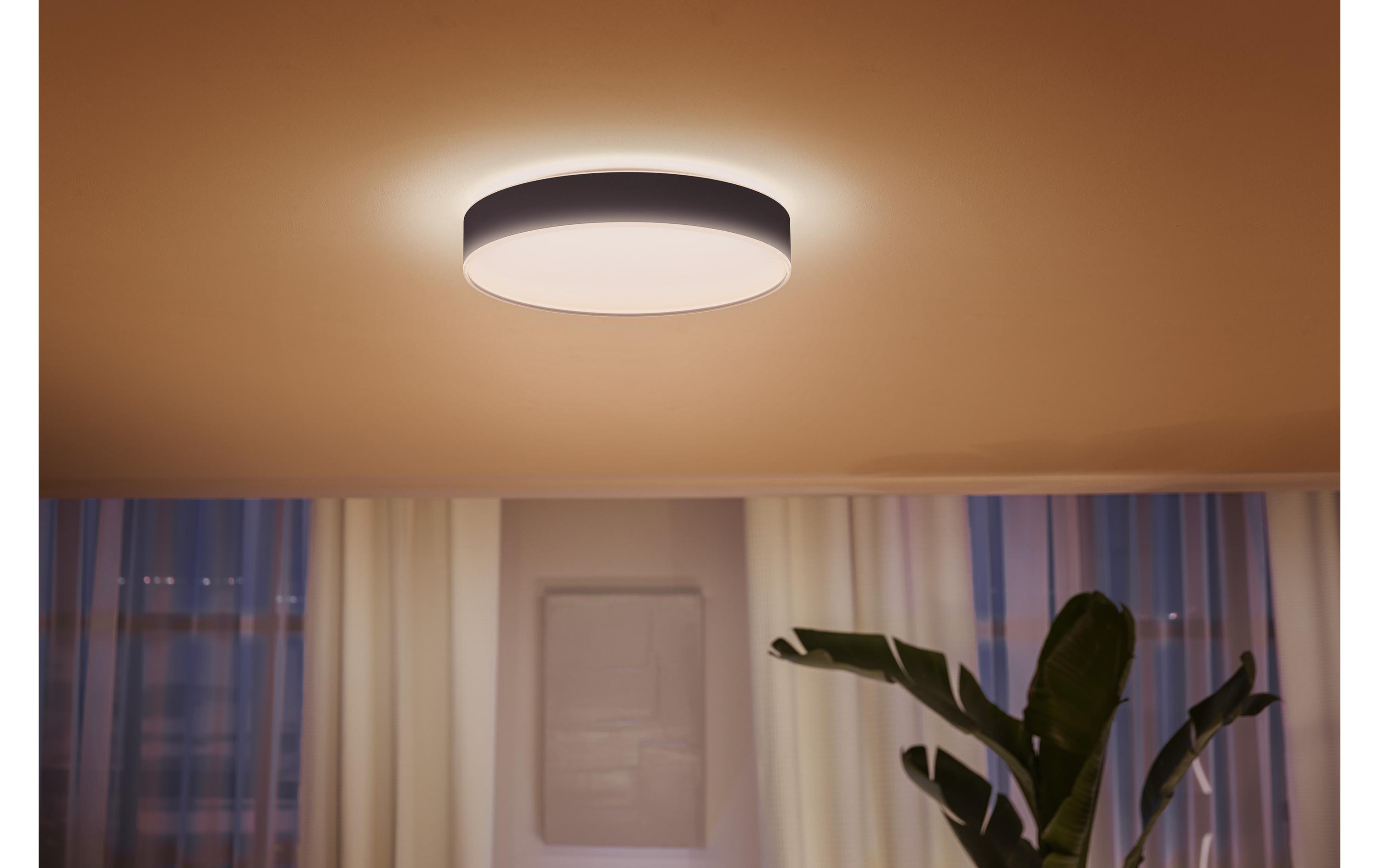 White Amb. Enrave Deckenleuchte L schwarz 3300 lm + Dimmer<br>Deckenlampe steuerbar mit Philips Hue