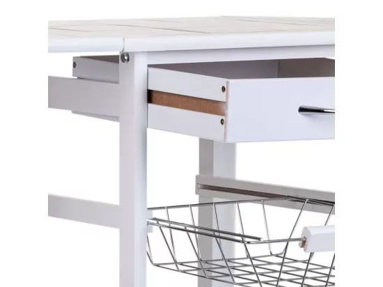 Chariot de cuisine en bois blanc 37/91x37x79h