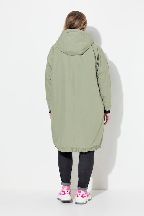 Funktionsjacke, oversized, Teddyfutter, Kapuze, 2-Wege-Zipper