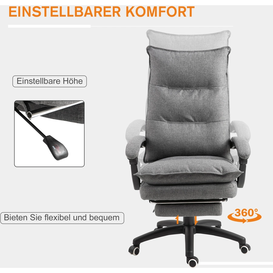 Vinsetto Bürostuhl mit Massagefunktion grau