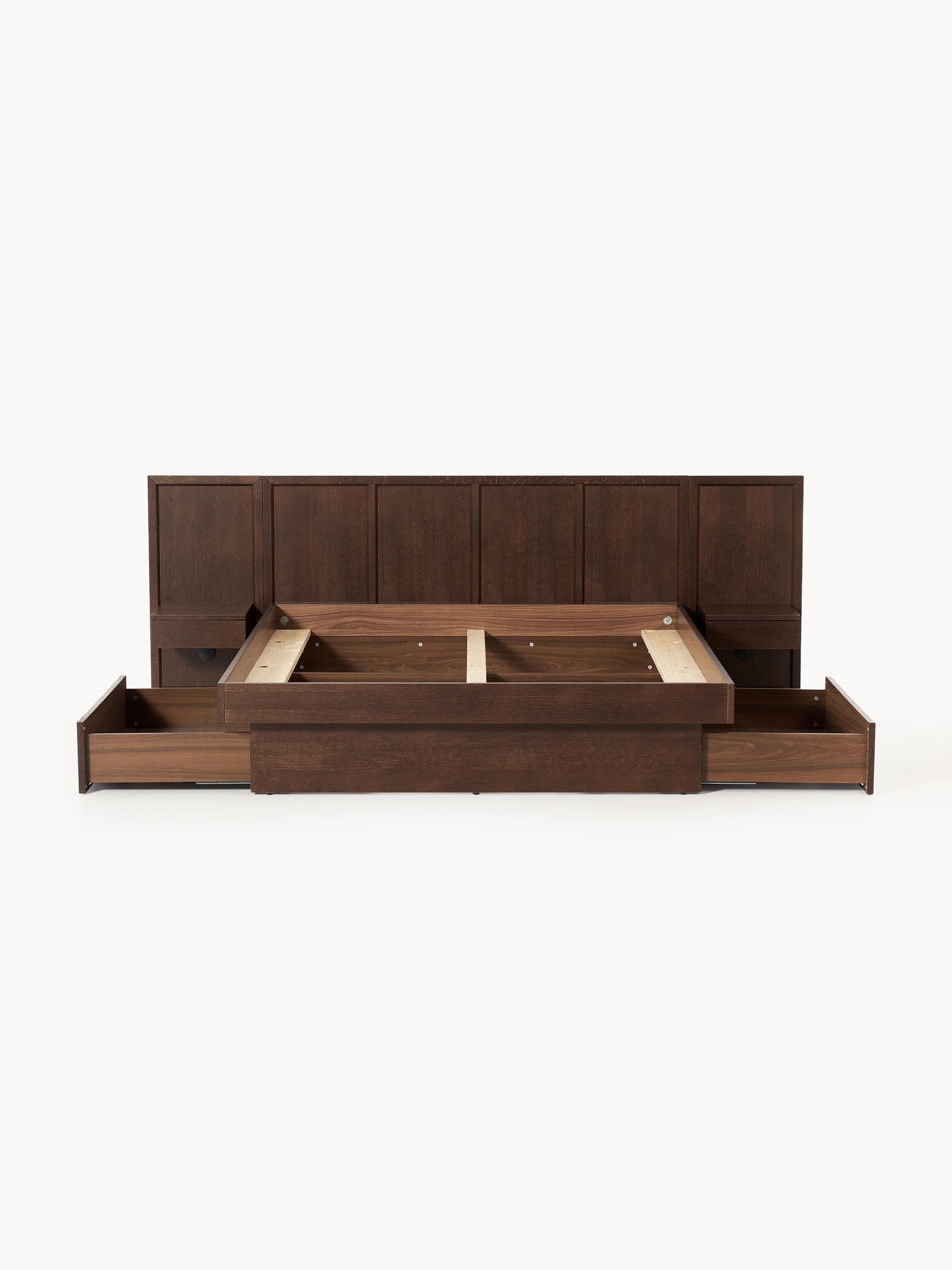 Houten bed Nanto met lades en hoofdeinde