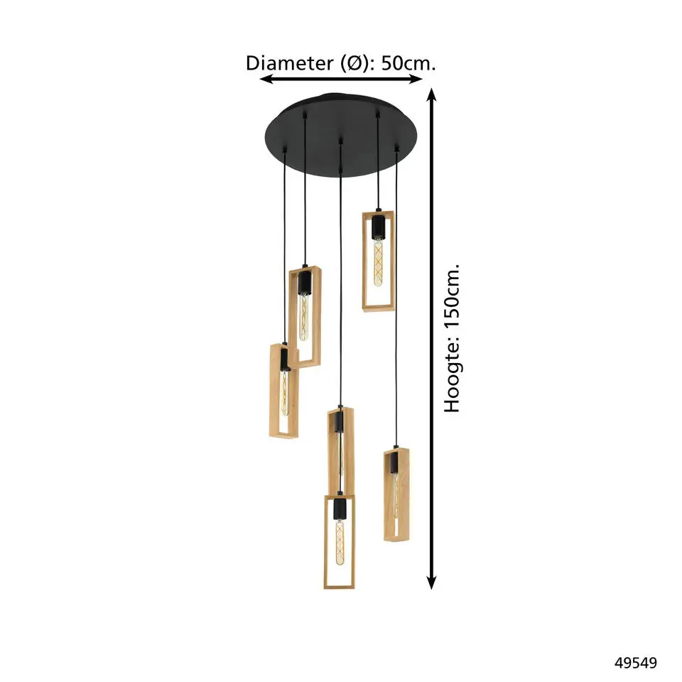 EGLOLittletonHanglamp-E27-Ø50cm-Zwart/Bruin
