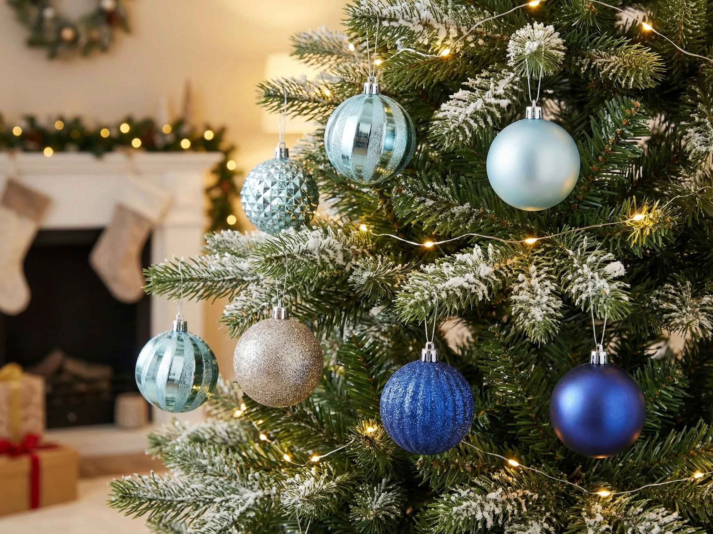 Set van 96 kerstballen PIELINEN Blauw