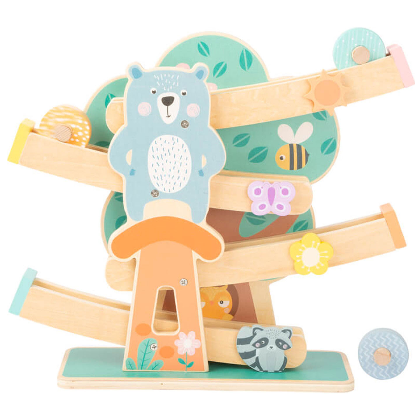 Small Foot-Houten Knikkerbaan Dieren Pastel