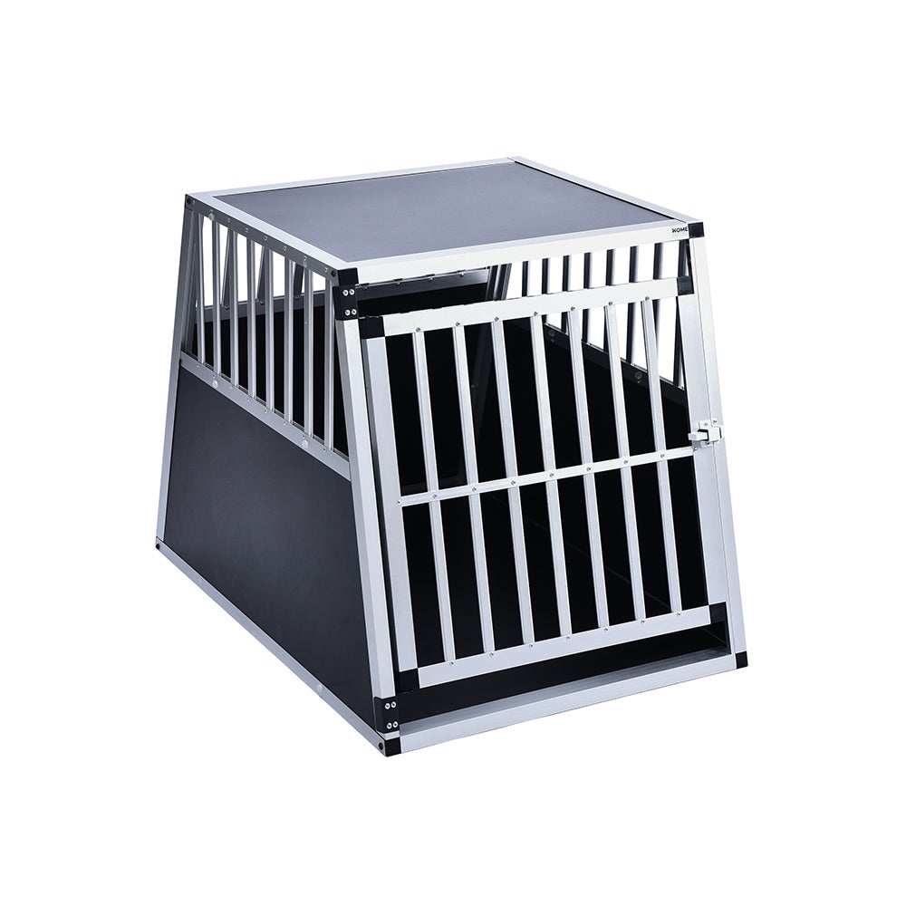 Home Deluxe - SKITO Aluminium Hondentransportbox - L - 90 x 65 x 69 cm - Kleur: Zilver / Zwart - Materiaal: MDF-panelen, aluminium | Hondentransportbox, transportoplossing, aluminium-MDF-materiaal, huisdiervriendelijk