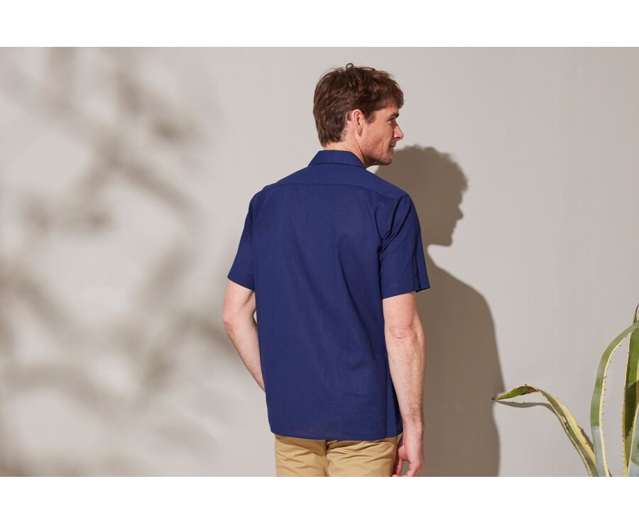 Chemise manches courtes coton lin Navy - CAYLE MC