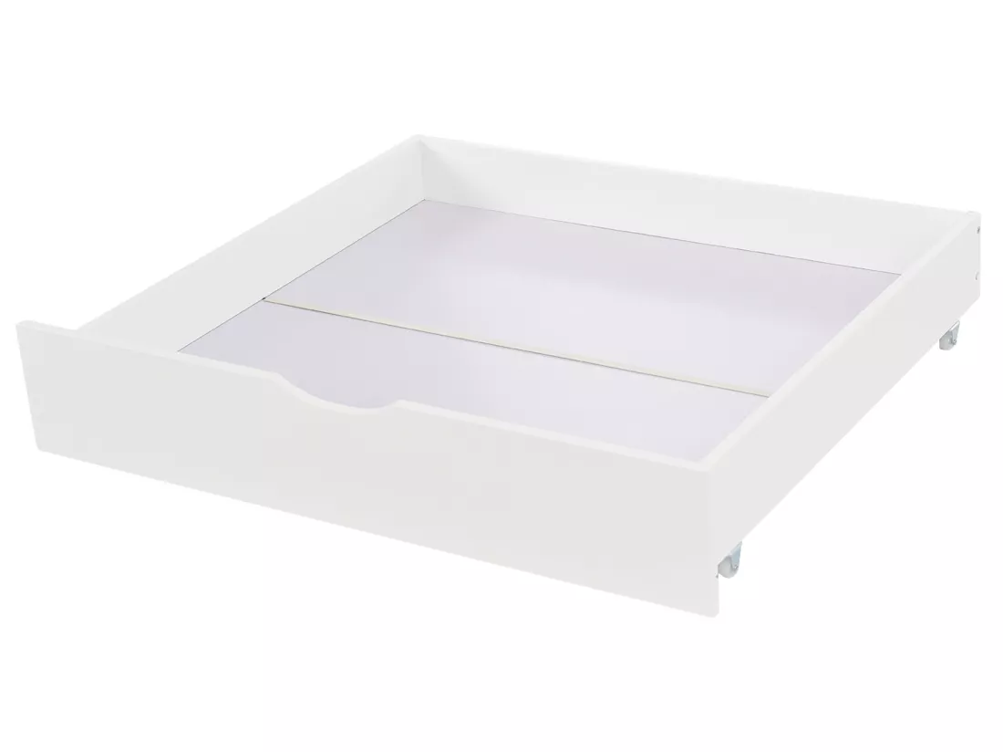 Lit cabane pour enfant 90x200cm - Bois pin massif - 2 Tiroirs espace de rangement - avec sommier à lattes et barrière - Blanc