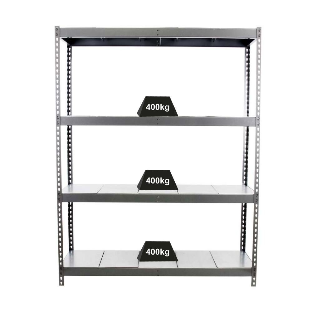 PROREGAL Heavy-Duty Stellingkast Metaal Yeti Vier HxBxD 200 x 120 x 60 cm Plank Draagvermogen 400 kg Grijs