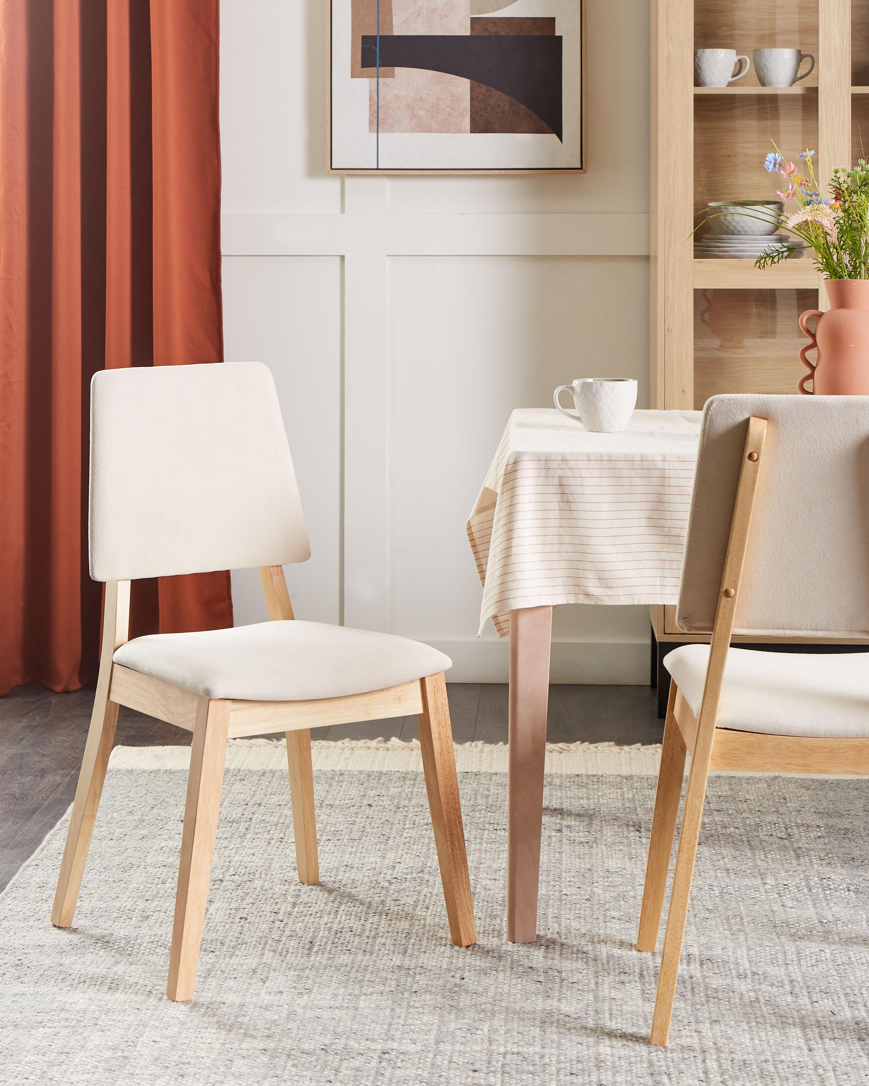 Set van 2 eetkamerstoelen MERRILL Hout Lichtbeige
