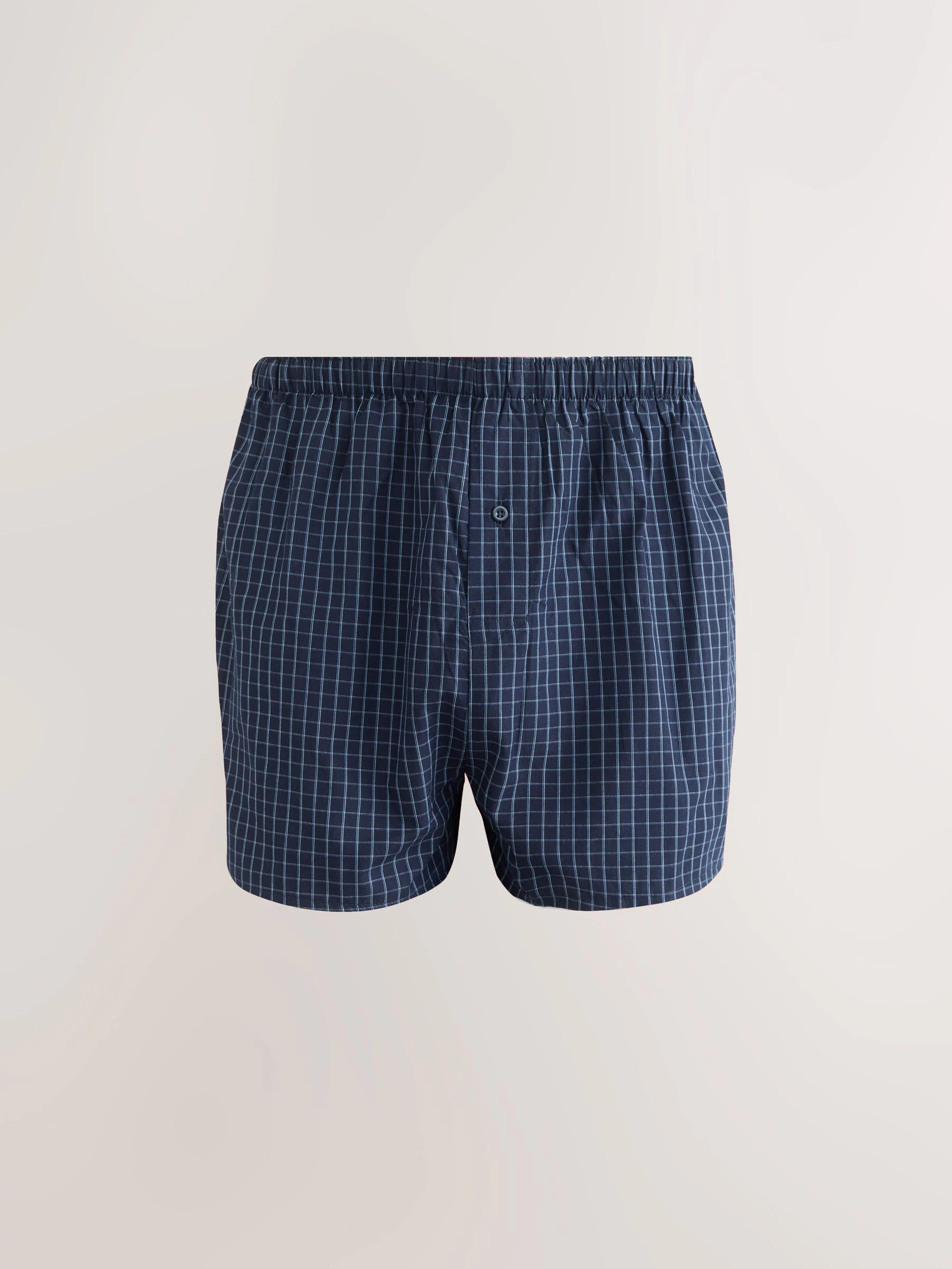 Marineblauw gemengd patroon - Verpakking van 8 - Geweven boxershorts van puur katoen