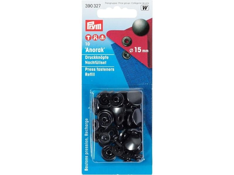 Prym Druckknöpfe Anorak Brüniert, 15 mm Nähfreie Druckknöpfe zum Nachfüllen