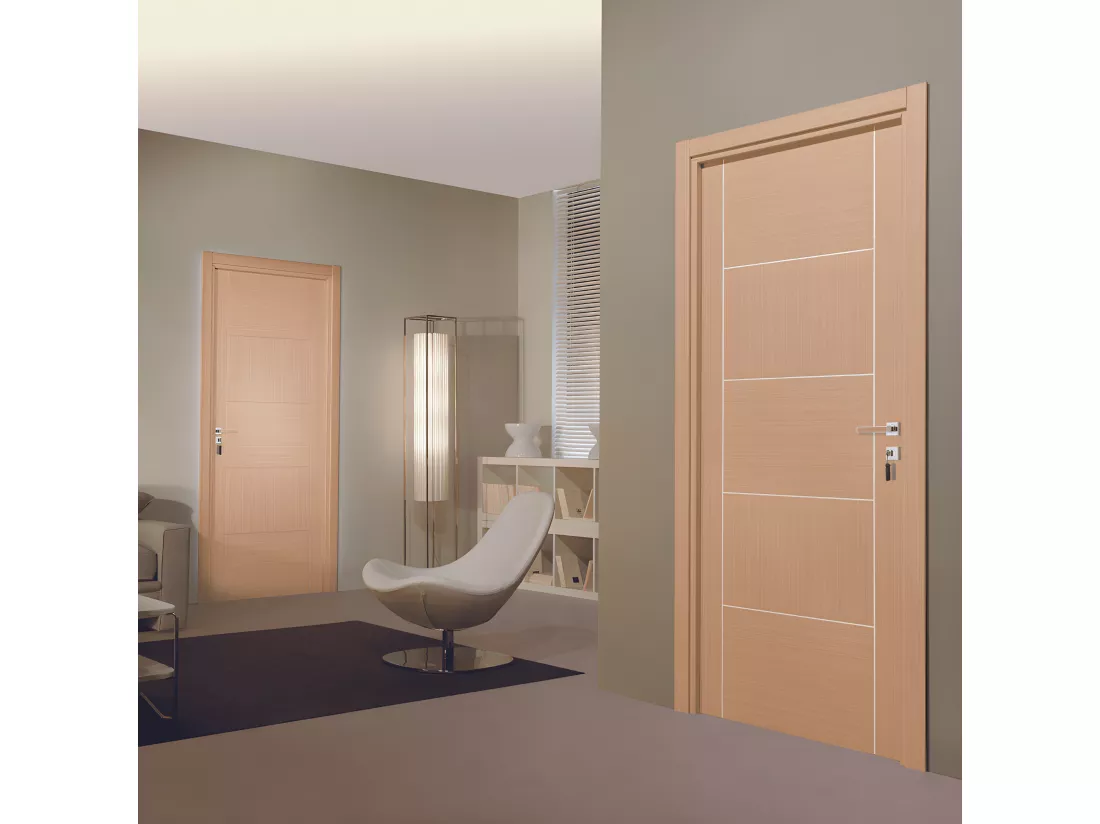 Bloc-porte pose fin de chantier collection Premium Casoar, H.204 x l.73 cm, aspect chêne clair, réversible