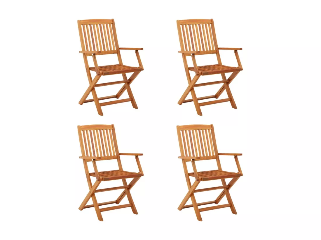 Chaises de jardin pliables lot de 4 Bois d'eucalyptus massif
