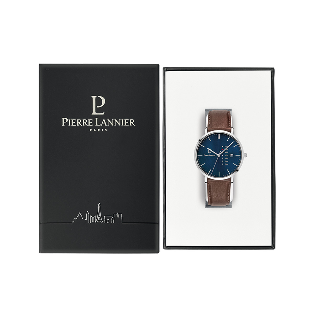 Montre PIERRE LANNIER Data homme bracelet cuir brun