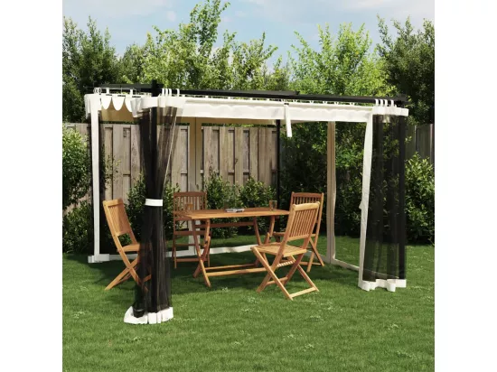 Tonnelle avec parois en filet crème 3x3 m acier