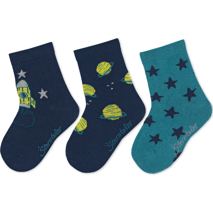 Sterntaler Söckchen Weltraum, 3er-Pack marine