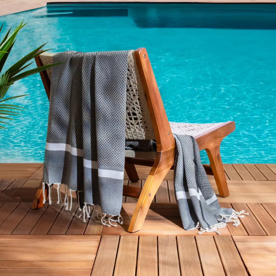 Fouta coton recyclé (100 x 200 cm) Selma Noire