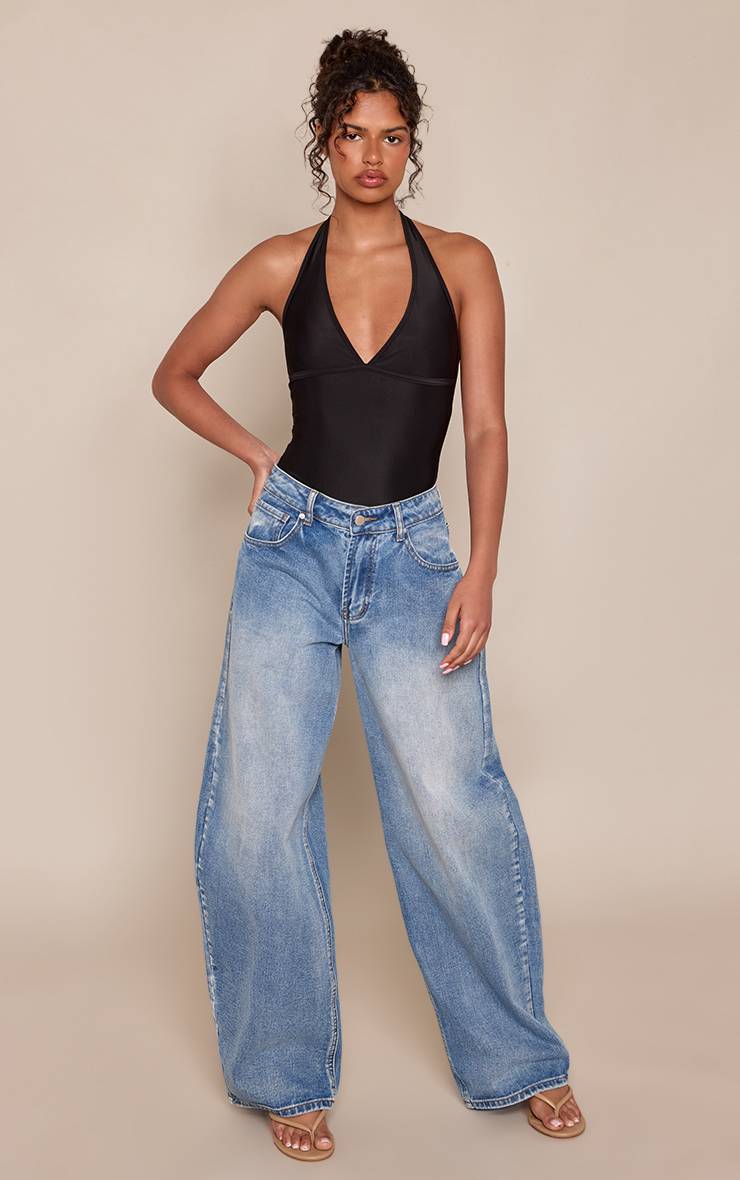 Noir Body Échancré Dos Nu En Polyamide Anthracite