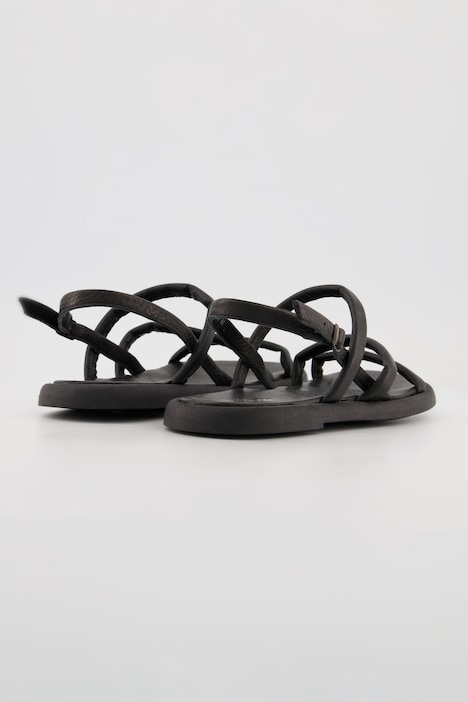 Leder-Pantoletten, elastische Riemen, Komfortweite