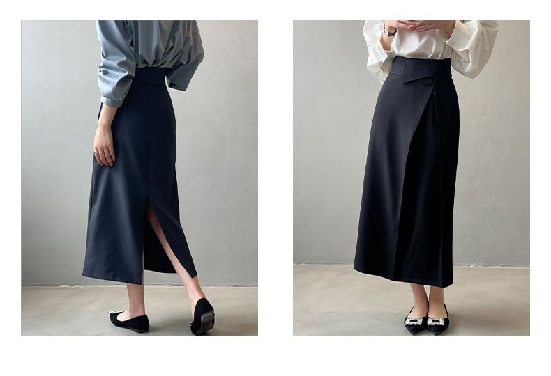 Keiko Girl - Hoge taille effen midi A-lijn rok