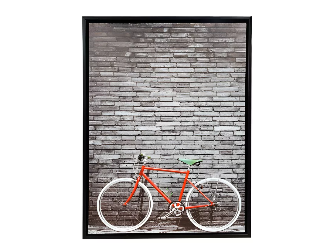 Tableau imprimé vélo rouge sur cadre en bois noir 30x40 cm - BIKE
