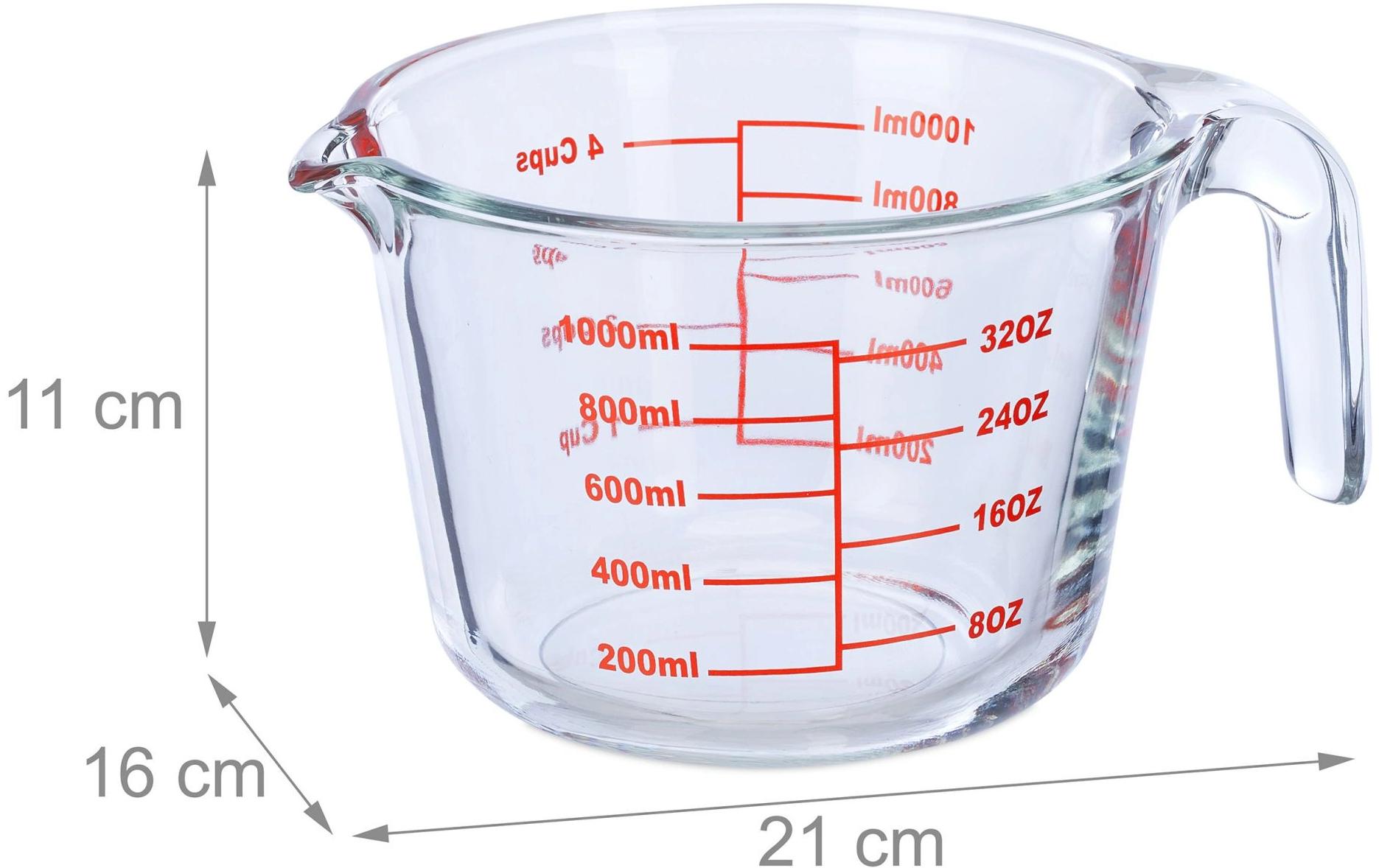 Messbecher 1 L, Rot/TransparentGlasmessbecher