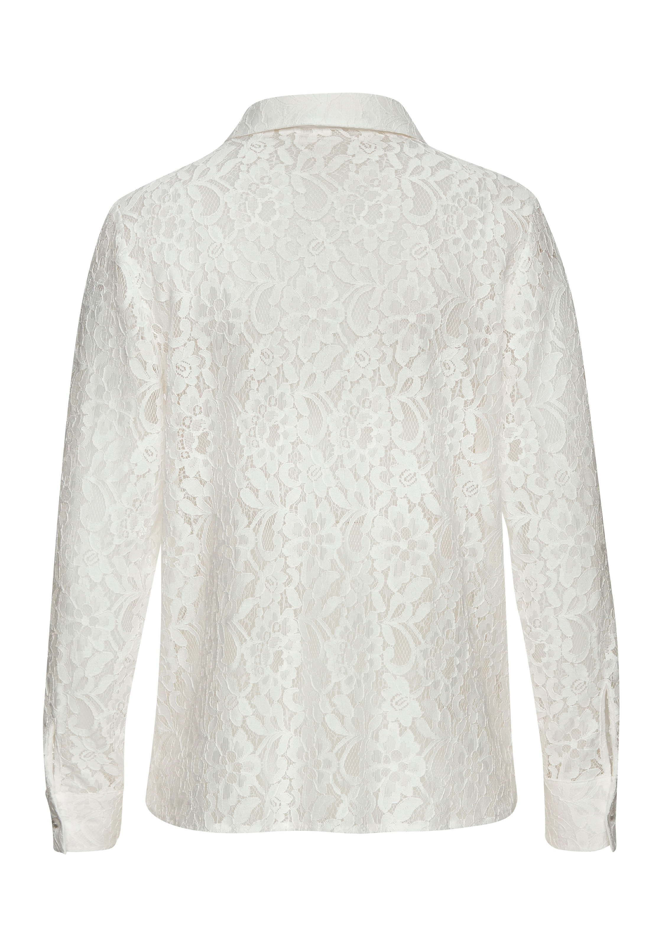 LASCANA Spitzenbluse , mit Hemdblusenkragen, Spitzenbluse, transparente Bluse, festlich