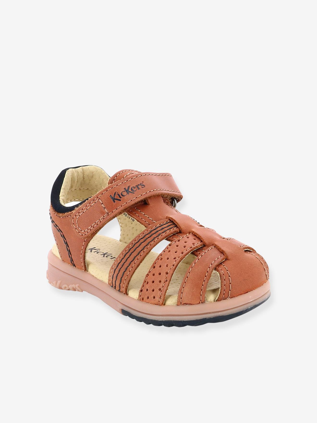 Sandálias KICKERS® Platinum em couro, azul escuro liso