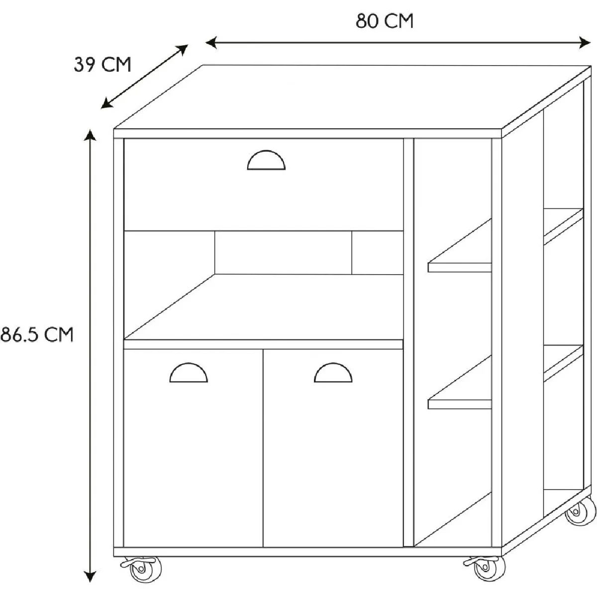The Home Deco Factory Meuble desserte de cuisine bois Chef