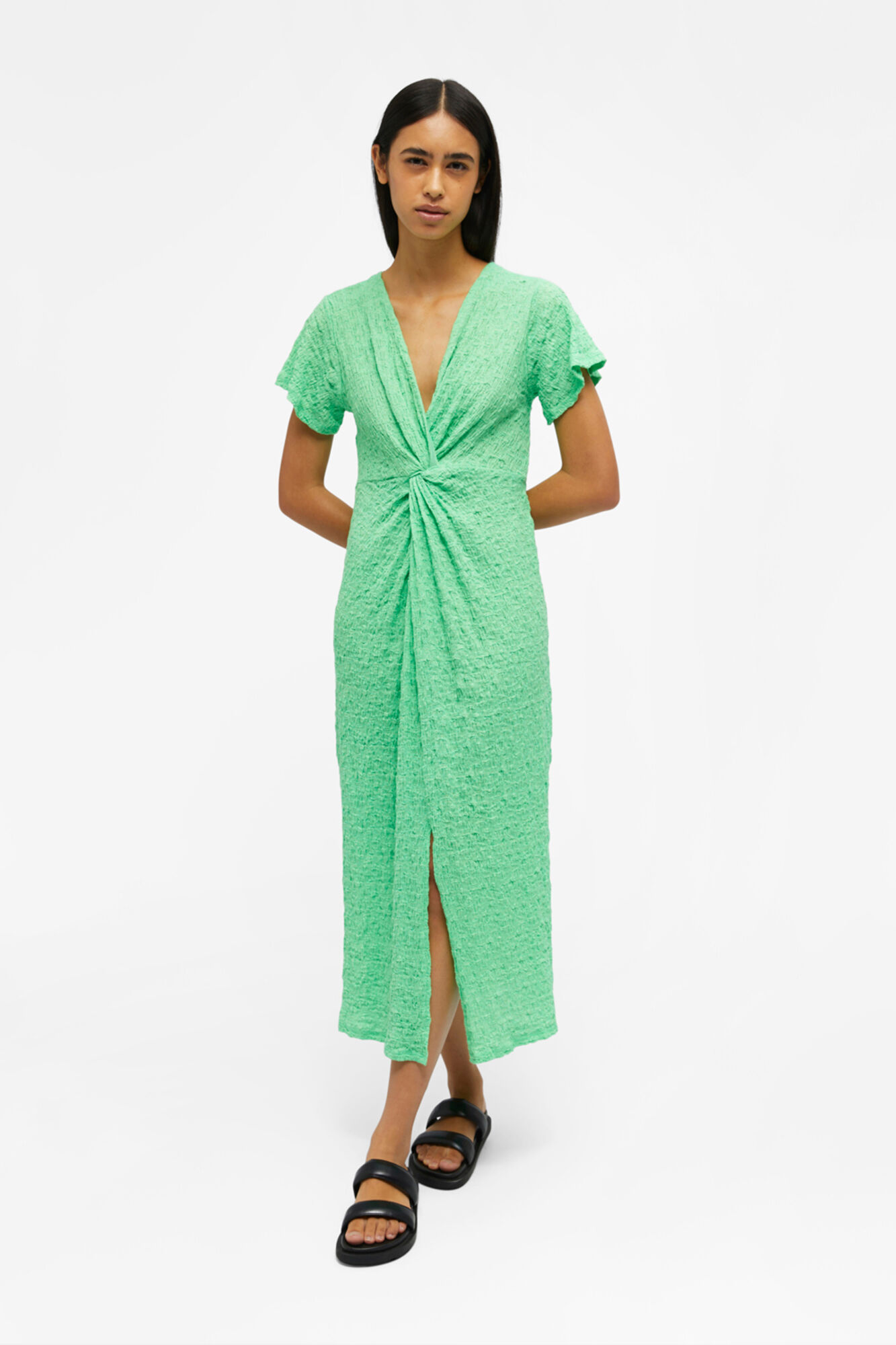 Vestido midi de tricô - Verde