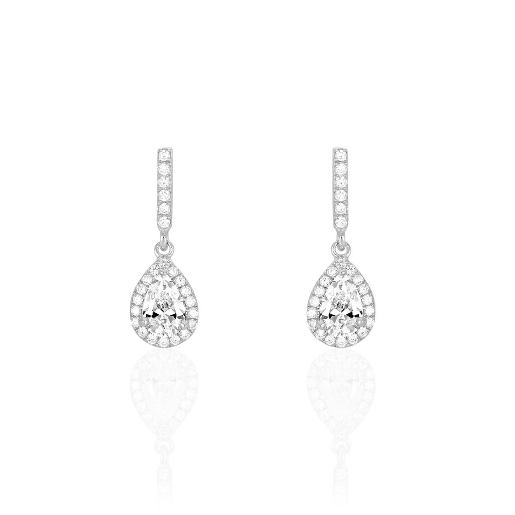Boucles D'oreilles Pendantes Briony Argent Blanc Oxyde De Zirconium