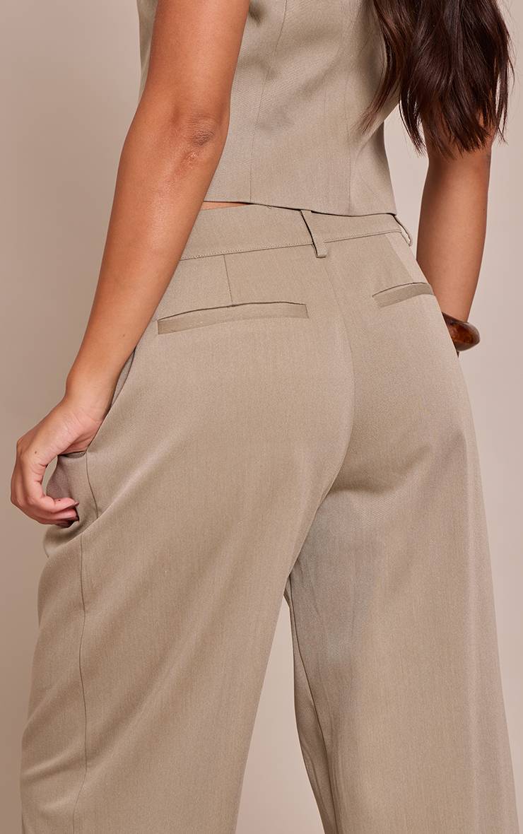 Gris Pantalon Large Plissé En Tissu Tissé Ajusté