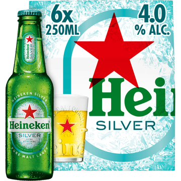 Heineken Silver Bier Draaidop Fles 6 x 250ml