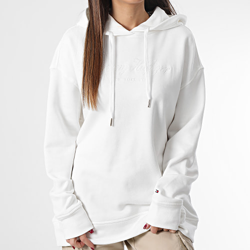Sweat Capuche Femme Relaxed Long High Shine 5980 Blanc