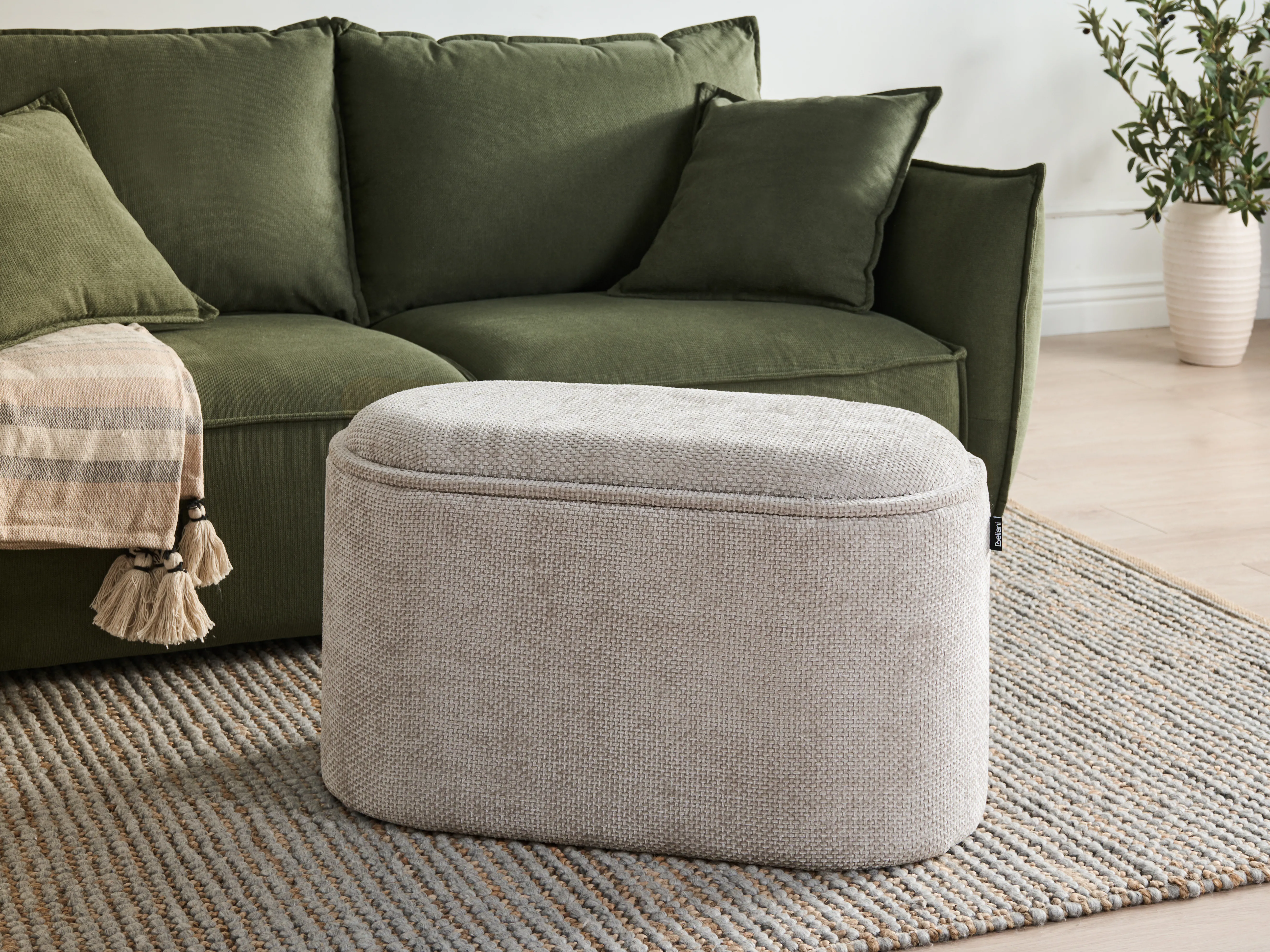 Bankje met opbergruimte ARTAS Chenille Grijs