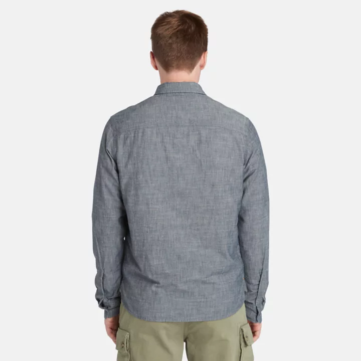 Chemise en chambray pour homme en bleu foncé