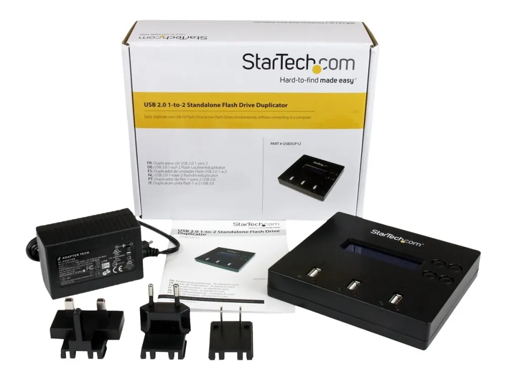 StarTech.com 1:2 Standalone USB Duplicator and Eraser - Memory Stick Cloner - USB 2.0 Flash Drive Copier / Thumb Eraser (USBDUP12) - USB drev duplikator - 2 bays - for P/N: SVA5H2NEUA
