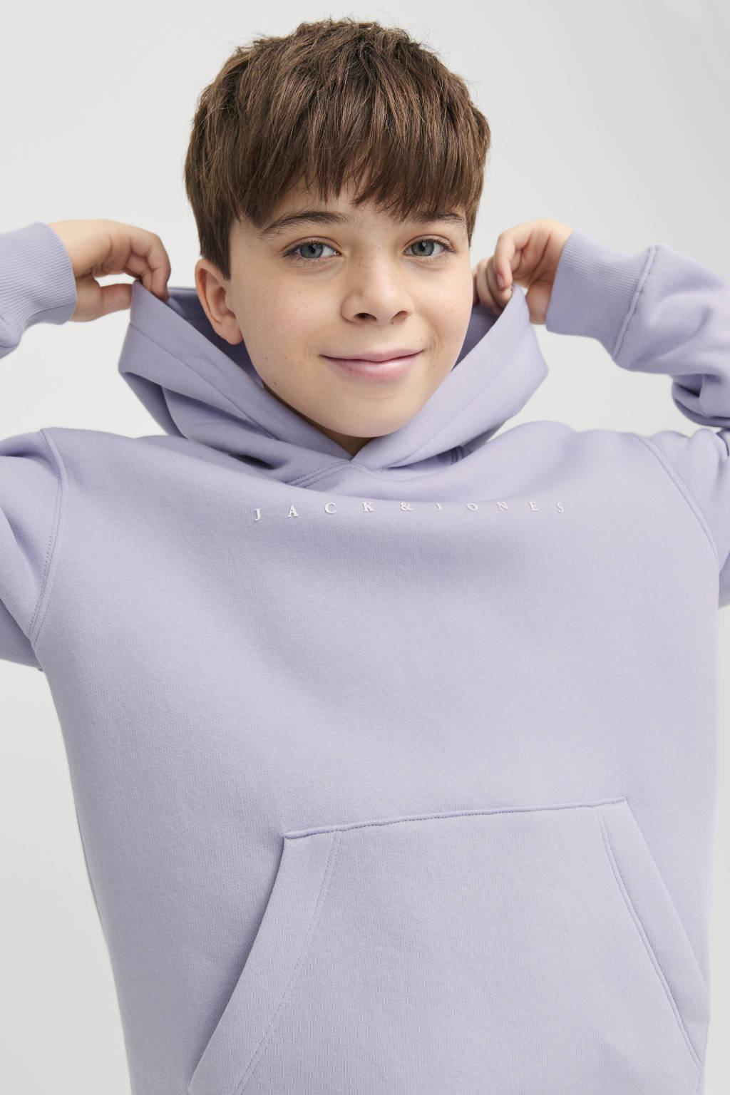 JACK & JONES hoodie JJESTAR met tekst lila